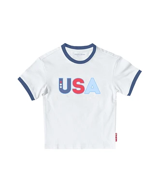 Bits & Bows Girls Usa Crewneck T-Shirt