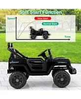 12V Kids Ride on Truck Car with Remote Control Threaded Wheels and 3 Speeds