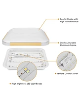 24W 18" Dimmable Led Ceiling Light Fixture Flush Mount Lamp with Remote Bedroom
