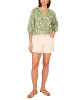 Vince Camuto Women's Cotton Printed Raglan-Sleeve Peasant Blouse