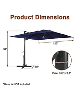 Mondawe 120" Square Cantilever Umbrella with Detachable Led Atmosphere Light and Bluetooth Player