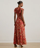 Lauren Ralph Women's Printed Empire-Waist Long Dress