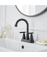 4 in. Centerset 2-Handle High-Arc Bathroom Faucet in Matte Black