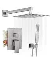 Greenspring 10 Inch Square Bathroom Shower Combo Set Brushed Nickel