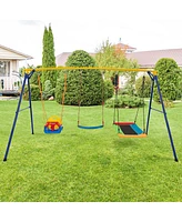 Gymax 3-in-1 Kids Swing Set 660 Lbs Carbon Steel Swing Frame w/ Belt Swing for Toddlers