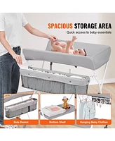 Portable Folding Baby Changing Table with Lockable Wheels Adjustable Heights Storage