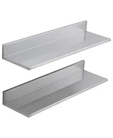 Slickblue 2 Pack Stainless Steel Wall Shelf with Backsplash 44 lbs Load for Kitchen Bar or Hotel