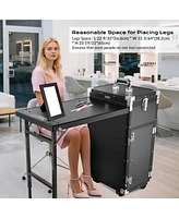 Byootique Aluminum Rolling Nail Table with 4 pcs Replacement Wheels Portable