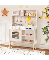 Play Kitchen Height Adjustable with Microwave and Lights and Sounds For Kids