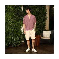 Campus Sutra Men's Brick Red Heathered Korean Oversized Shirt
