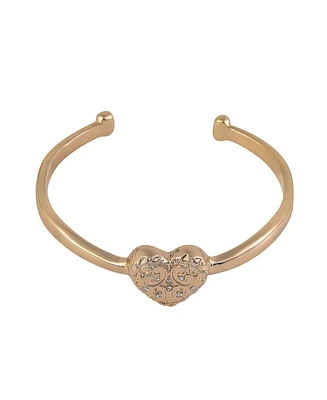 Rachel Rachel Roy Gold Tone Textured Heart Cuff Bracelet
