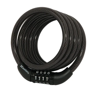 Outdoor Bike Lock Cable with Combination, 4ft Black, 8143D