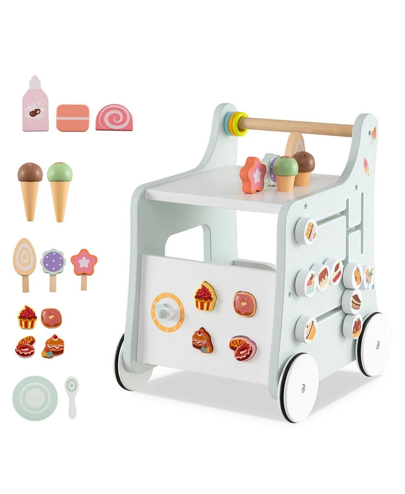 Slickblue Kids 2-in-1 Walker with Storage and Ice Creams for 1+ Years Old