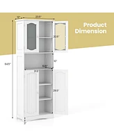 Slickblue Bathroom Storage Cabinet with Frost Glass Doors and Shelves