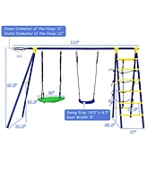 Gymax Boys 5-In-1 Swing Set for Outdoor W/ Heavy Duty Frame Basketball Hoop & Climbing Ladder