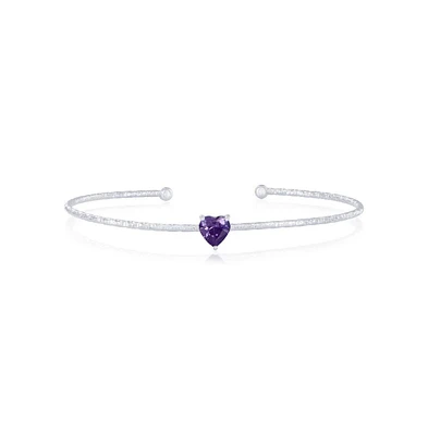 Simona Sterling Silver, Birthstone Cz Heart Bangle
