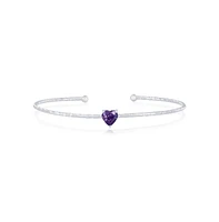 Simona Sterling Silver, Birthstone Cz Heart Bangle