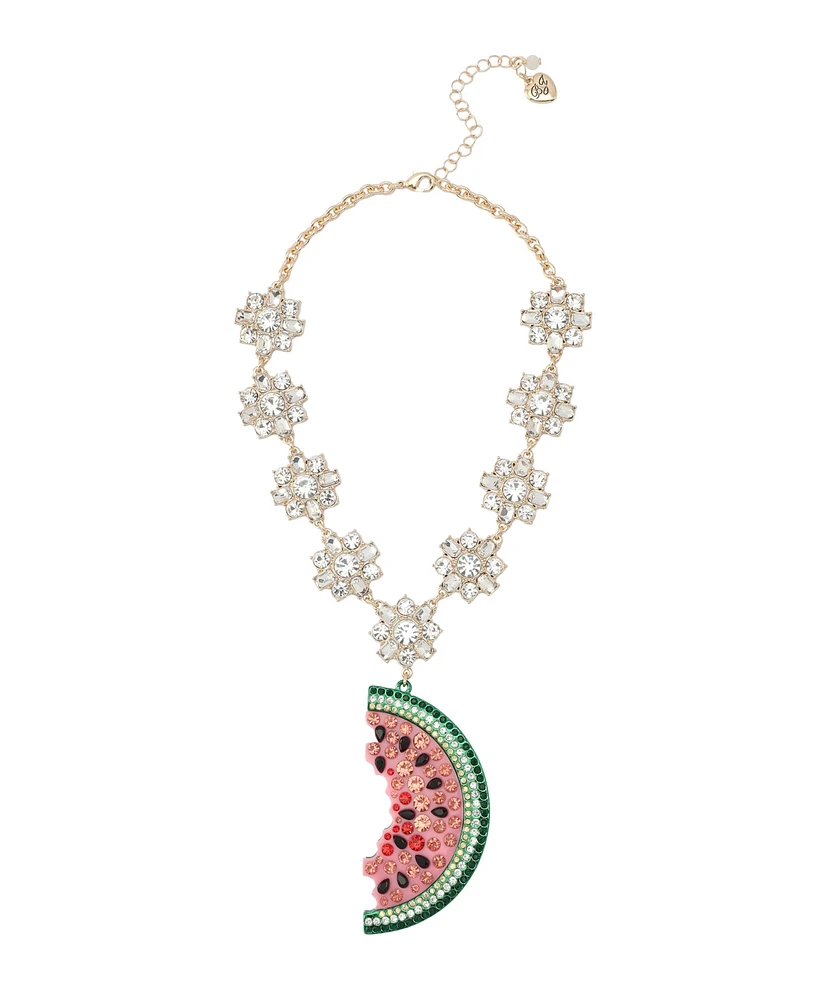 Betsey Johnson Faux Stone Backyard Watermelon Pendant Necklace
