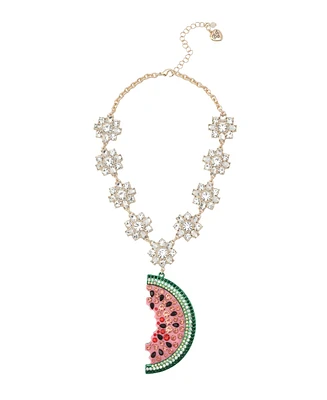 Betsey Johnson Faux Stone Backyard Watermelon Pendant Necklace