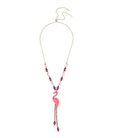 Betsey Johnson Faux Stone Backyard Flamingo Adjustable Y-Necklace