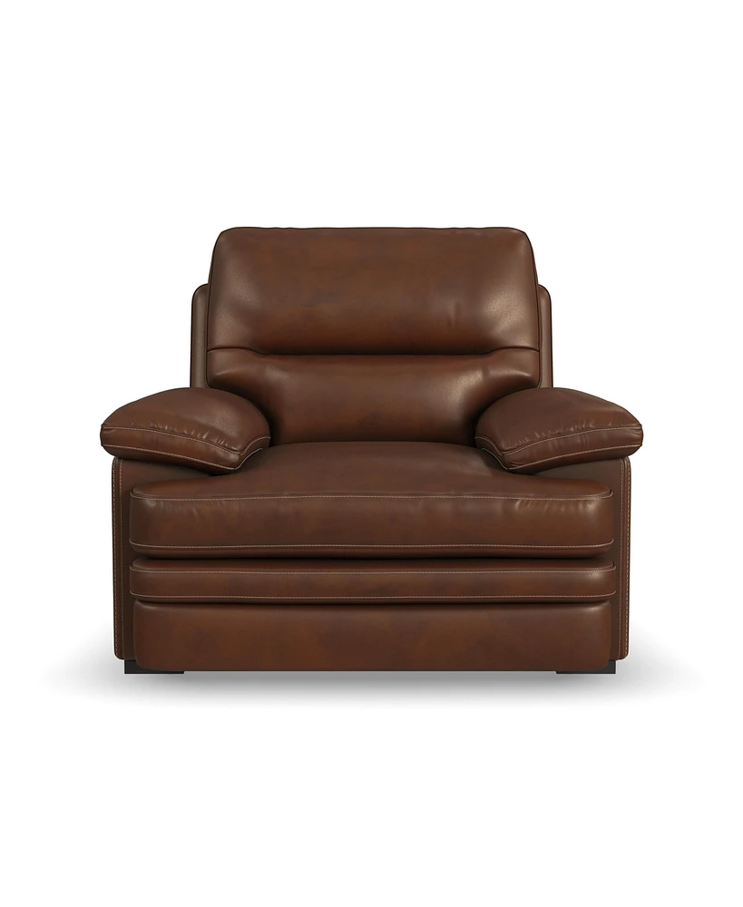 Flexsteel David 48" Pecan Leather Chair