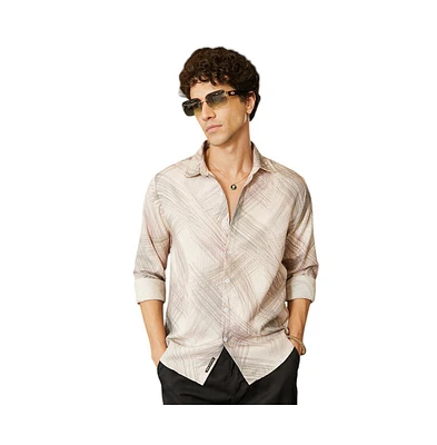Campus Sutra Men's Saltbox Beige Faded Strokes Shirt