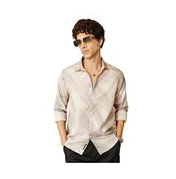 Campus Sutra Men's Saltbox Beige Faded Strokes Shirt