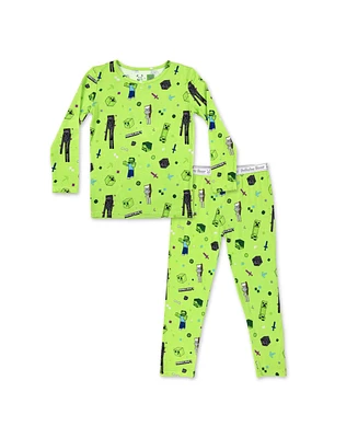 Bellabu Bear Kids Unisex Kids' Minecraft Mob Squad Set of 2 Piece Pajamas