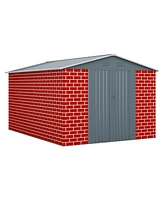 Mondawe 8"x12" Outdoor Storage Shed, Huge Metal Shed with 2 Double Hinged Doors