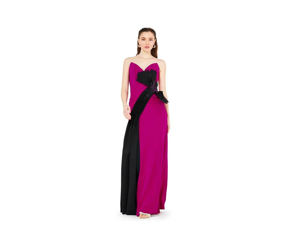 Amri Women's Contrast Bow Detail Crepe Gown