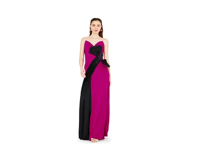 Amri Women's Contrast Bow Detail Crepe Gown