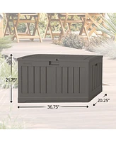 Suncast 50 Gallon Plastic Deck Box with Molded Lockable Feature for Home, Gray