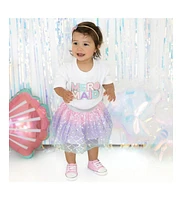 Sweet Wink Baby Girls Mermaid Patch Short Sleeve Romper