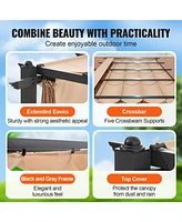 Slickblue Outdoor Retractable Pergola with Aluminum Frame and Adjustable Sun Shade Canopy