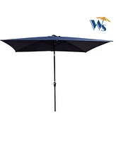 Flynama 10 x 6.5t Rectangular Patio Solar Led Lighted Outdoor Umbrellas with Crank and Push Button Tilt for Garden Backyard Pool Swimming Pool