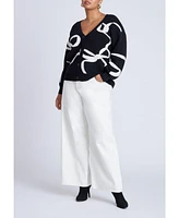 Eloquii Women's Bow Print Cardigan