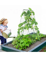 Slickblue Foldable A-Frame Metal Garden Trellis for Climbing Plants Cucumbers and Vegetables