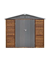 Mondawe 6x8FT Iron-Wood Outdoor Storage Tool Shed with Lockable Door and Windows