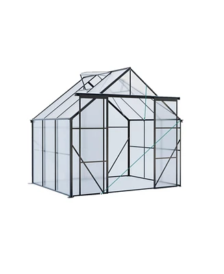 Mondawe 8x6FT Double Door Polycarbonate Greenhouse with Base Anchoring