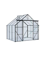 Mondawe 8x6FT Double Door Polycarbonate Greenhouse with Base Anchoring