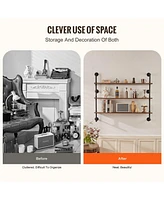 Slickblue Industrial Pipe Wall-Mounted Shelf 3 Tier Storage Rack for Kitchen and Bedroom