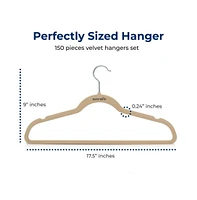 SereneLife 150 Pack Velvet Hangers - Non-Slip with 360° Swivel Hook
