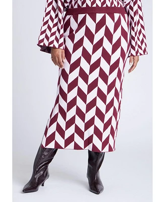Eloquii Women's Plus Intarsia Sweater Skirt