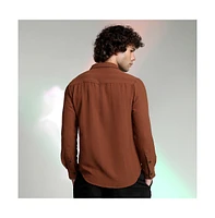Campus Sutra Men's Sienna Brown Woven-Lined Shirt