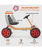 Kids Go Kart Pedal Ride On Toy Ages 3-8 with Adjustable Seat and 4 Wheels