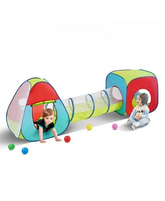 Indoor Outdoor 3 in 1 Kids Play Tent with Tunnel Pop Up Playhouse and Carry Bag
