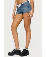 Edikted Women's Olesia Tie Belt Denim Shorts