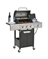 Mondawe 3 Burner 40,500 Btu Stainless Steel Outdoor Barbecue Gas Grillwith Side Burner and Cover