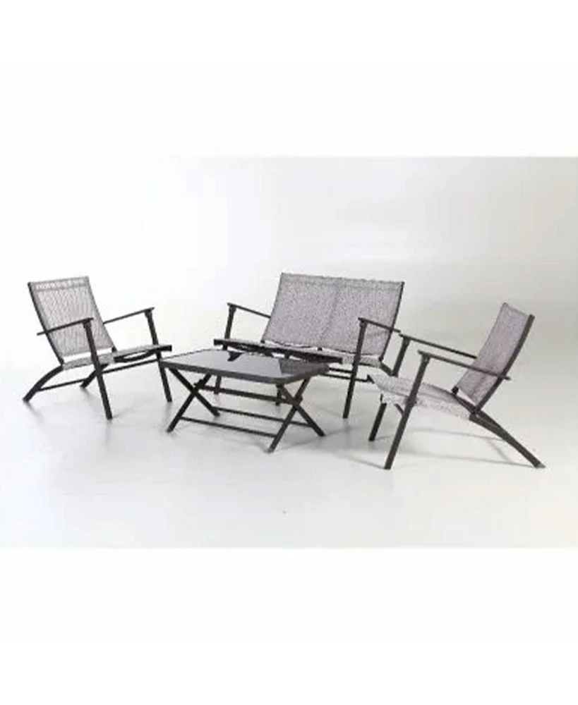 Four Seasons Courtyard Novara 4 Piece Steel Folding Outdoor Conversation Set