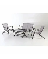 Four Seasons Courtyard Novara 4 Piece Steel Folding Outdoor Conversation Set
